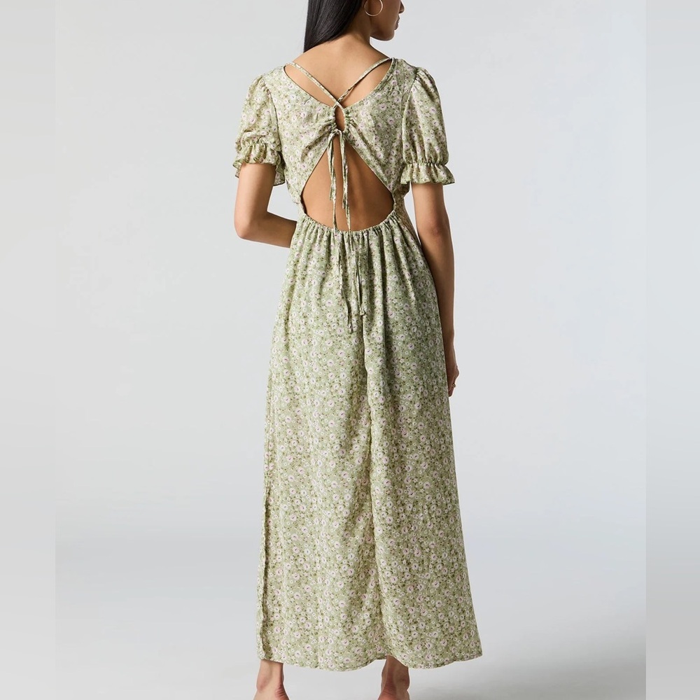 NWT Floral Tie-Back Maxi Dress – Green – Size Large